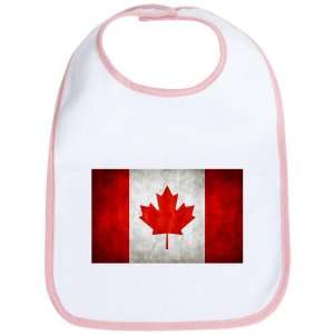  Baby Bib Petal Pink Canadian Flag Grunge 
