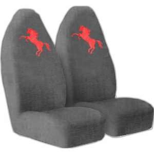   High Back Seat Covers with Red Mustang Horse Pony Logo Automotive