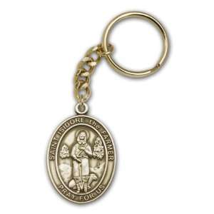  Antique Gold St. Isidore the Farmer Keychain Everything 