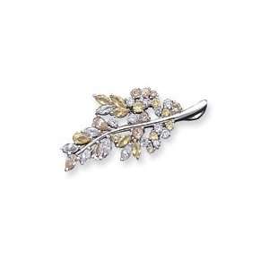  Sterling Silver Multi Color CZ Leaf Pin   JewelryWeb 