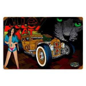  Rat Rod Alley Cat Automotive Vintage Metal Sign