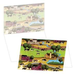  ECOeverywhere Folk Farm Scene Boxed Card Set, 12 Cards and 