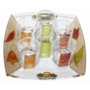  Lily Art 6 Cup Glass Liquor Set and Tray   Multicolored 