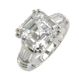  Ziamond Cubic Zirconia Asscher Quatro 5.5ct Center Stone Jewelry