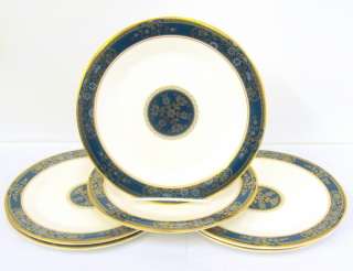 Set of 6 Royal Doulton Carlyle Salad Plates Blue Gold  