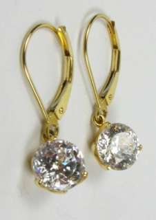 Splendid 2ctw Round Cut Sparkly CZ 14k Yellow Gold Lever Back Earrings 