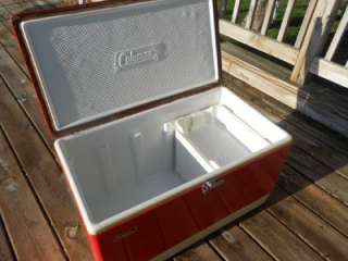 XL Vintage RED COLEMAN COOLER Ice Chest w/Inserts Great Latch  