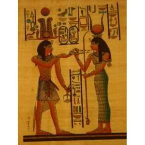  RAMSES AND HATHOR EGYPTIAN PAPYRUS 15X23 in (40x60 cm 