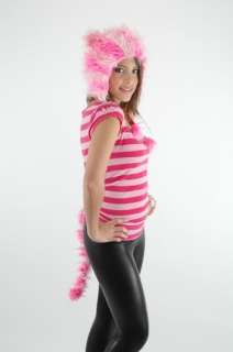   Striped CHESHIRE CAT Furry Hoodie Ears Hat & Tail Set costume  