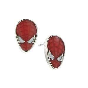  Spiderman Red Enamel Face Stud Earrings 