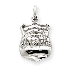  14k White Gold Police Badge Charm Jewelry
