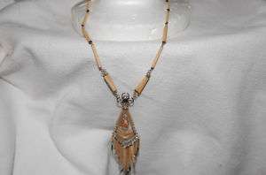 Southwestern Bamboo and Silver Necklace with Gemstone  