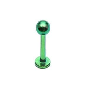   3mm Green Ball Labret Titanium Over Stainless Steel Lip Ring Chin L15