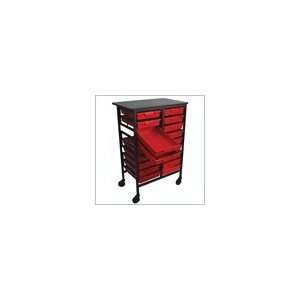  Mobile Work Center With 18 Single Extra Wide Red Storage 
