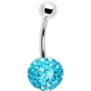  Aqua Pave Crystal Sparkler Belly Ring Jewelry