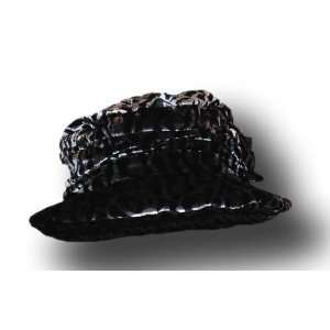  Black and Gray Leopard Faux Velvet Hat 