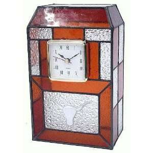    Texas Longhorns Leaded Stained Glass Desk Clock
