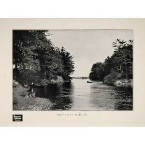 1903 Kennebunk River Canoe Maine B/W Halftone Print   Original 