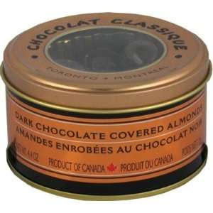 Chocolat Classique Dark Chocolate Covered Almonds (4.4 oz. Tin 