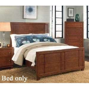  Queen Size Bed with Checker Design in Brown Cherry Finish 