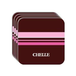 Personal Name Gift   CHELLE Set of 4 Mini Mousepad Coasters (pink 