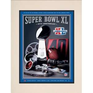 Matted 10.5 x 14 Super Bowl XL Program Print  Details 2006, Steelers 