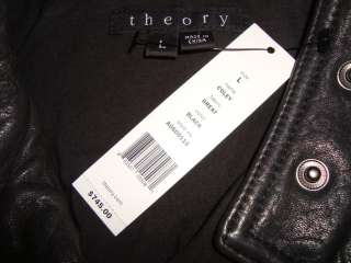   THEORY *COLEY* GREAT 100% Lamb Soft Leather Coat Jacket Sz L  