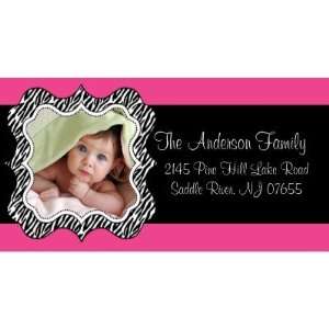  Zebra Frame Hot Pink PHOTO Return Address Label (5 pack 