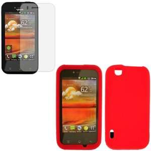  iFase Brand LG Maxx/myTouch E739 Combo Solid Red Silicone 