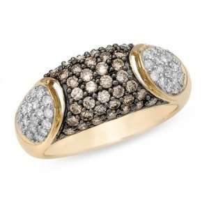  1 Carat Chocolate and White Diamond 14K Yellow Gold Ring Jewelry