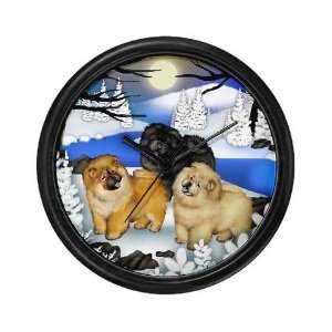  CHOW CHOW DOGS FROZEN RIVER Pets Wall Clock by  