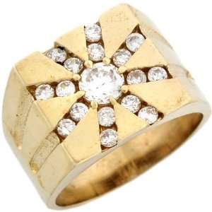  10k Solid Gold CZ High Polished Fancy Mens Ring Jewelry Jewelry