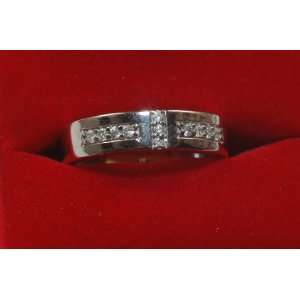    Hers 14k Solid White Gold and Diamond Wedding Band New Jewelry