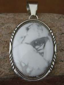 Native American Howelite Sterling Silver Pendant Navajo Indian Made 