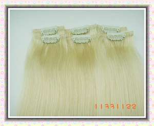 20 6Pcs HUMAN HAIR CLIP IN EXTENSION #613 30g&12 Wide  