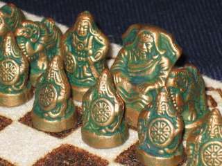 MONGOLIAN CHESS SET (SHATAR) GOLD vs SILVER, K1 1/4  