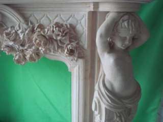 description hand carved marble mantel with large cherubs marble color 