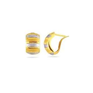  Snuggable Semi Hoop Earrings in 14K Two Tone Gold Jewelry