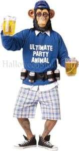 Party Animal Gorilla Alcoholic Ape Chimp Costume Plus S  