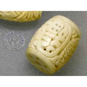  HANDCARVED NATURAL BONE FISH IN A BARREL BEAD PENDANT 