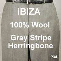 Ibiza 100% Wool Gray Stripe Dress Slack 46 Waist   P34  