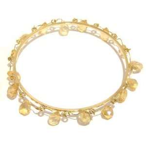 Citrine Bracelet 06 Bangle Facet Cut Tear Drop Yellow Gemstone Gold 