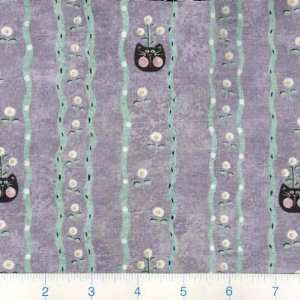  45 Wide Dancing Cats Stripes Lilac Fabric By The Yard 