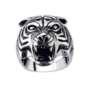 Wild Tiger Ring Animal Jewelry for Mens Fashion .925 Silver Thailand 
