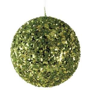   Green Glitter Sprinkles Christmas Ball Ornaments 4.25