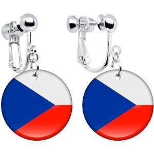  Czech Republic Flag Clip on Earrings Jewelry