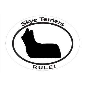 Oval Decal with dog silhouette and statement SKYE TERRIERS RULE Show 