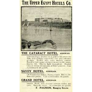 1908 Ad Upper Egypt Hotels Cataract Savoy Grand Assouan Pagnon Nile 