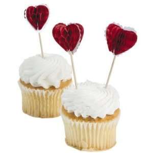  Tissue Heart Picks   Party Decorations & Wall Decorations 