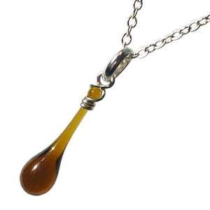 Beer Bottle Brown 18 Sundrop Pendant, recycled glass and sterling 